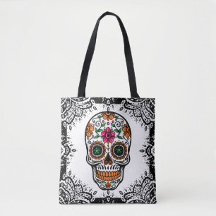 Farbenfroher Zucker-Skull Schwarz Paisley Rahmen