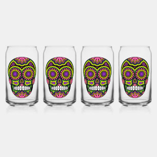 Farbenfroher Zuckerschädel Dosenglas