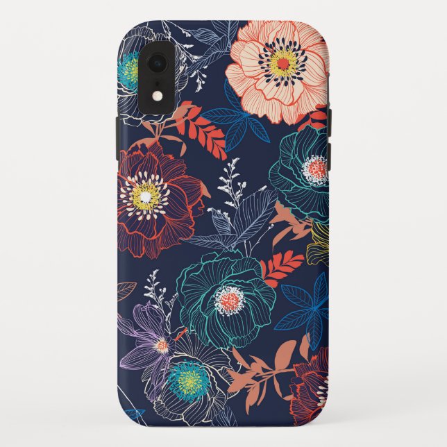 Farbenfrohes abstraktes Blumendesign Case-Mate iPhone Hülle (Rückseite)