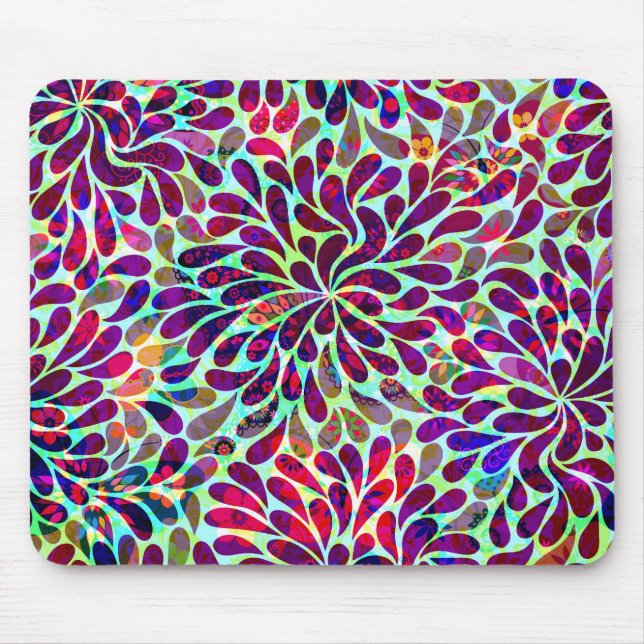 Farbenfrohes abstraktes Blumendesign Mousepad (Vorne)