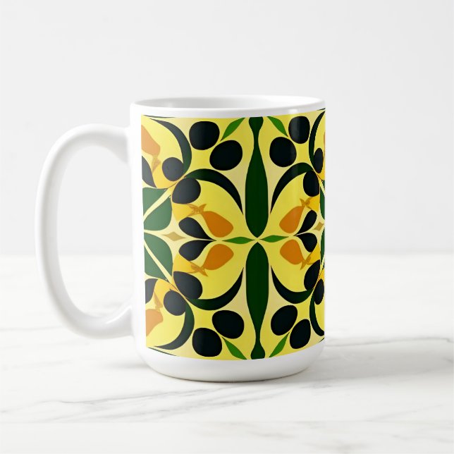 Farbenfrohes abstraktes Blumenmuster Kaffeetasse (Links)