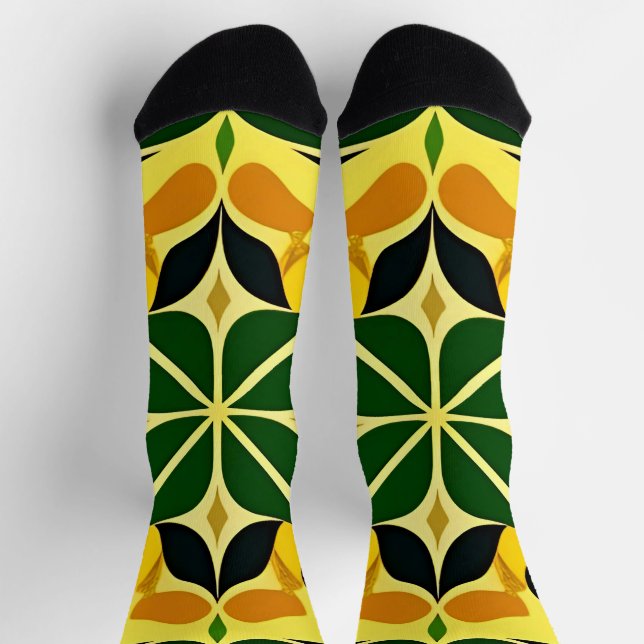 Farbenfrohes abstraktes Blumenmuster Socken (Oben)