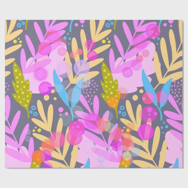 Farbenfrohes abstraktes botanisches Muster-Wrap-Pa Geschenkpapier (Flach)