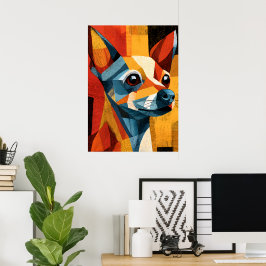 Farbenfrohes abstraktes Chihuahua-Geometrie-Poster Poster