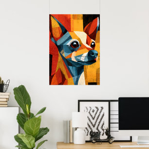 Farbenfrohes abstraktes Chihuahua-Geometrie-Poster Poster