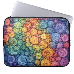 Farbenfrohes abstraktes Doodle-Swirbelmuster Laptopschutzhülle
