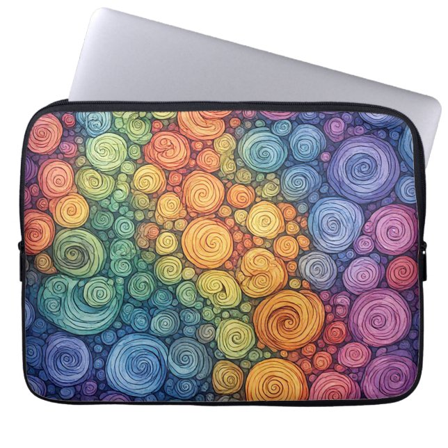 Farbenfrohes abstraktes Doodle-Swirbelmuster Laptopschutzhülle (Vorderseite)