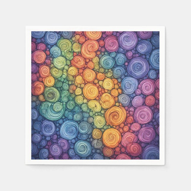 Farbenfrohes abstraktes Doodle-Swirbelmuster Serviette (Vorderseite)