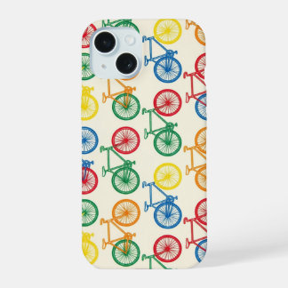 Farbenfrohes abstraktes Fahrradmuster-Design iPhone 15 Hülle
