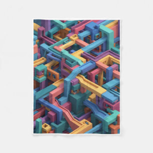 Farbenfrohes abstraktes geometrisches Labyrinthmus Fleecedecke