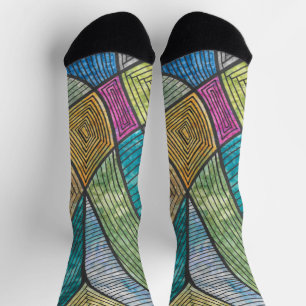 Farbenfrohes abstraktes geometrisches Muster gesch Socken