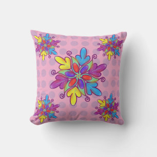 Farbenfrohes abstraktes Kaleidoskop-Blumenmuster Kissen