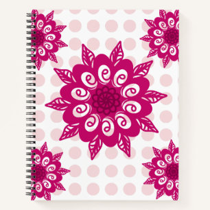 Farbenfrohes abstraktes Kaleidoskop-Blumenmuster T Notizbuch