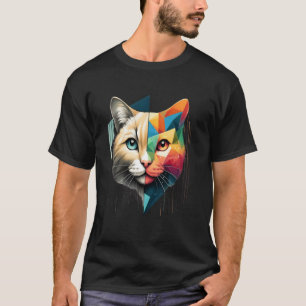 Farbenfrohes abstraktes Kitten-Halbgesicht süße Ge T-Shirt