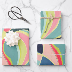 Farbenfrohes abstraktes Kunstverpackungspapier Geschenkpapier Set