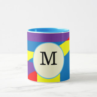 Farbenfrohes abstraktes M-Monogramm-Label-Design Tasse