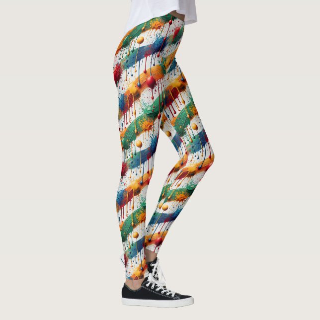 Farbenfrohes abstraktes Muster mit Farbklecksen Leggings (Rechts)