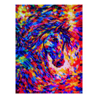 Farbenfrohes abstraktes Pferdeportrait Impasto