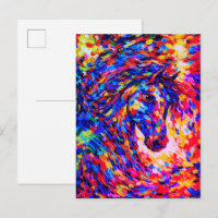 Farbenfrohes abstraktes Pferdeportrait Impasto
