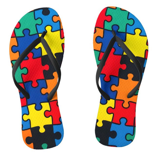 Farbenfrohes abstraktes Puzzle-Teil-Muster nahtlos Flip Flops (Fußbett)