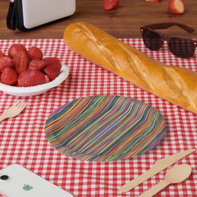 Farbenfrohes abstraktes Streifendesign Pappteller (Picknick)