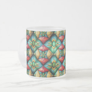 Farbenfrohes afrikanisch inspiriertes geometrische mattglastasse