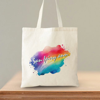 Farbenfrohes Aquarell-Regenbogen-Zitat mit positiv Tragetasche
