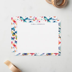 Farbenfrohes Aquarell-Schmetterlingsmuster Mitteilungskarte