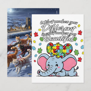 Farbenfrohes Autismussensibilisierungs-Puzzle-Herz Feiertagspostkarte