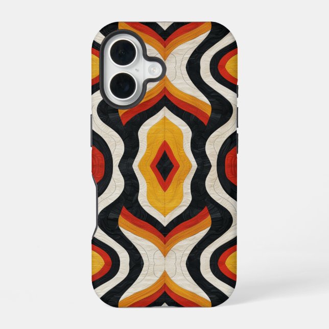Farbenfrohes Aztec-Muster  iPhone 16 Hülle (Rückseite)