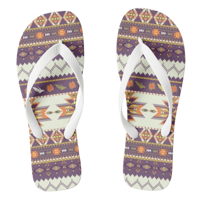 Farbenfrohes Aztekenmuster Flip Flops (Fußbett)