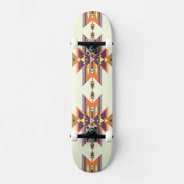 Farbenfrohes Aztekenmuster Skateboard (Vorderseite)