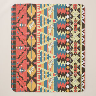 Farbenfrohes Aztekisch: Vögel, Blumenmuster. Sherpadecke