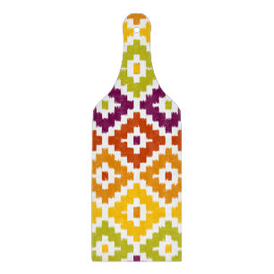 Farbenfrohes aztekisches Stammesdruck-Ikat-Diamant Schneidebrett