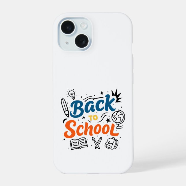 Farbenfrohes Back-to-School-Typografie-Design iPhone 15 Hülle (Rückseite)