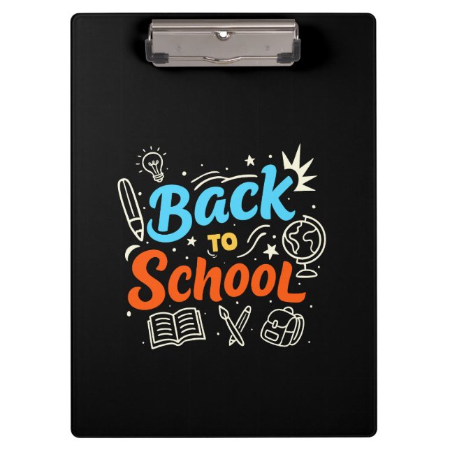 Farbenfrohes Back-to-School-Typografie-Design Klemmbrett (Vorderseite)