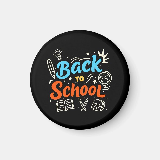 Farbenfrohes Back-to-School-Typografie-Design Magnet (Vorne)