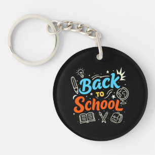 Farbenfrohes Back-to-School-Typografie-Design Schlüsselanhänger