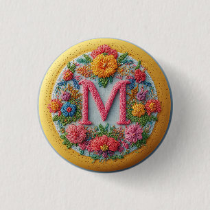 Farbenfrohes besticktes Alphabet-Design Button