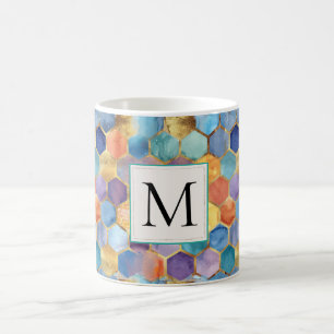 Farbenfrohes Blau Lila Orange Gelb Abstrakt Kaffeetasse