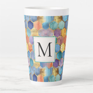 Farbenfrohes Blau Lila Orange Gelb Abstrakt Milchtasse