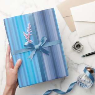 Farbenfrohes Blau Winter Frühling Sommer Streifen Geschenkpapier