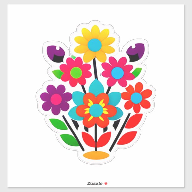 Farbenfrohes Blumen-Sticker-Set mit hellen Blumen Aufkleber (Blatt)