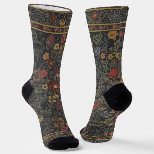 Farbenfrohes Blumen-Teppichmuster Socken