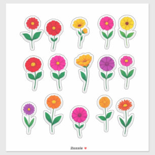 Farbenfrohes Blumenaufkleber-Set Aufkleber