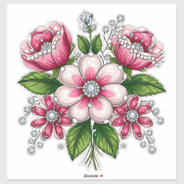 Farbenfrohes Blumenbouquet Aufkleber (Blatt)