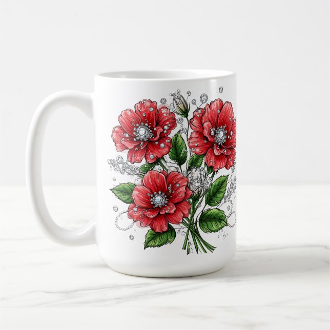Farbenfrohes Blumenbouquet Kaffeetasse (Links)