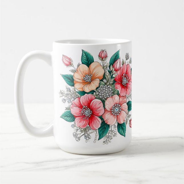 Farbenfrohes Blumenbouquet Kaffeetasse (Links)