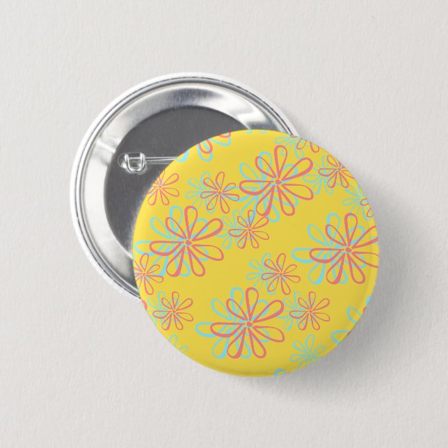Farbenfrohes Blumenmuster Button (Vorne & Hinten)