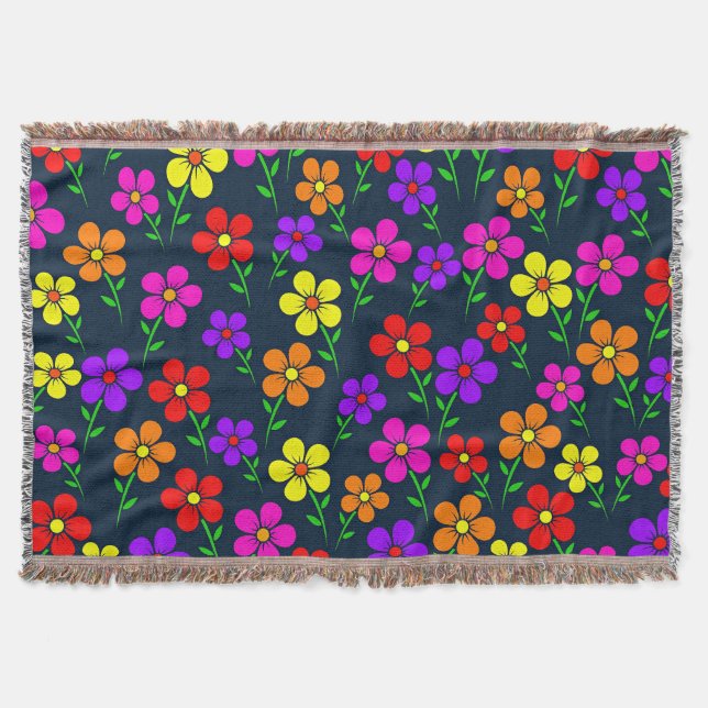 Farbenfrohes Blumenmuster Decke (Vorderseite)